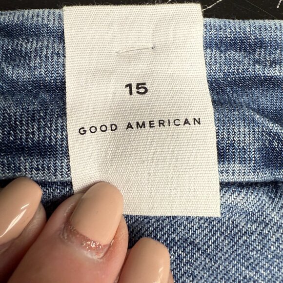 NWT GOOD AMERICAN Good Legs Flare Deep V Yoke Jeans INDIGO513 | Size 15 Plus - Picture 9 of 13